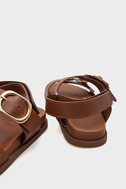 Capone Outfitters Marie Double Metal Buckle Flat Heeled Women's Sandals