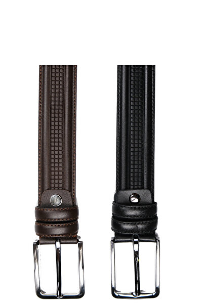 CüzCan Справжня шкіра, плетений 3 см чоловічий ремінь, коричнево-чорний (ТКАН...