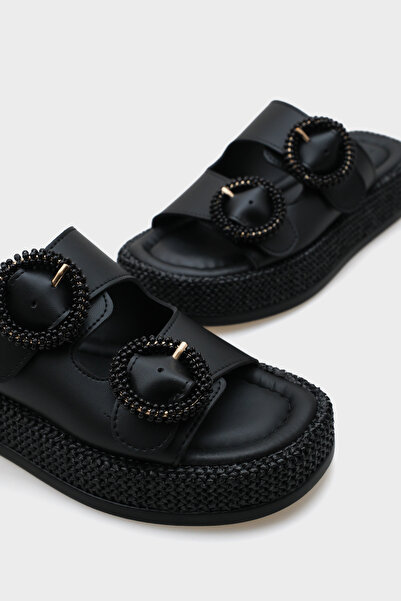 Capone Outfitters Marla Double Buckle Wedge Heeled Comfort Women's Slippers