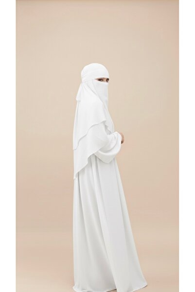 Atelier Cheval Umrah Suit, Hajj, Medina Silk Souffle Dress Veil Set, Women's Ferace Set, Dress Set (3 Pieces)