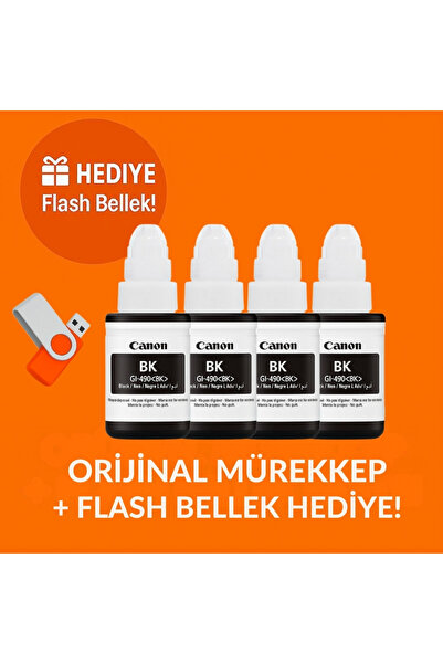 Canon Gı-490 Pixma G3410 Orjinal 4'lü Siyah Mürekkep 14u245