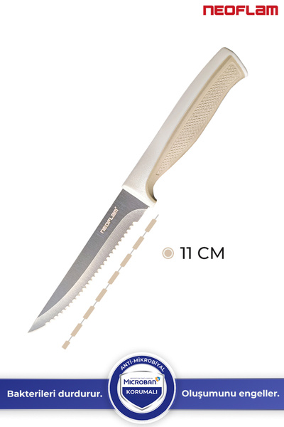 NEOFLAM Fika Tırtıklı Steak Bıçağı,11 Cm Bej