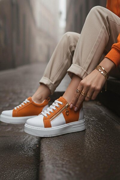 marinarosse Women's Rubel Orange Zipper Detailed Sneakers