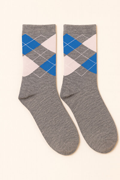 Katia&Bony Παιδικές κάλτσες με καρό μοτίβο γκρι μελανζέ