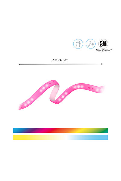 Wiz Renkli Ambiyans Akıllı Led Şerit 2 Metre (Güç Adaptörü dahildir) (Matter, Google Home, Alexa Uyumlu)