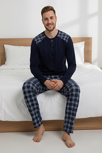 Mutlu City Men's Interlock Comfortable Fit Crew Neck Cotton Pajama Set 6779