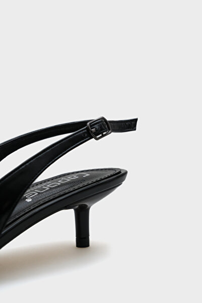 Capone Outfitters Oliy Mid Heeled Floral Pointed Toe Open Back Women's Shoes