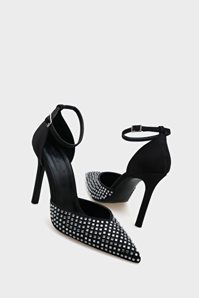 Capone Outfitters Raine Heeled Pointed Toe Stone Ankle Strap Stylish Women's Shoes