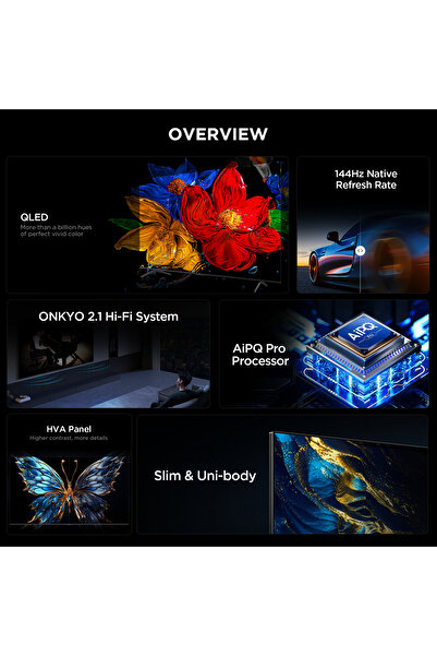 TCL 75T8C 75" 190 Ekran Uydu Alıcılı 4K Ultra HD Smart QLED Google TV