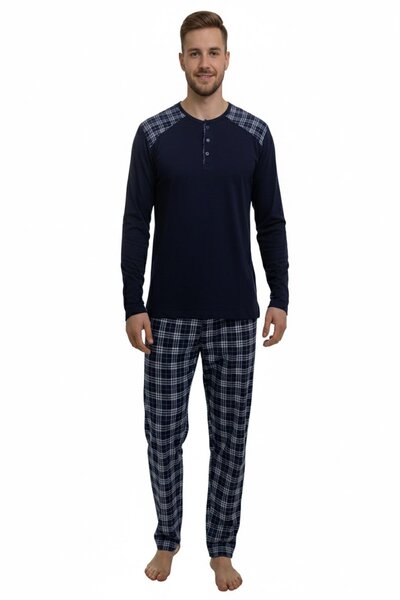 Mutlu City Men's Interlock Comfortable Fit Crew Neck Cotton Pajama Set 6779