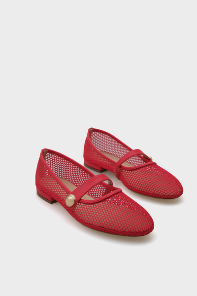 Capone Outfitters Amy Mesh Buckle Strap Women's Ballerinas