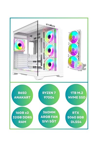 RAMTECH BİLGİSAYAR RİON Ryzen 7 9700x Rtx 5060 | 32GB DDR5 Ram 1Tb M.2 Nvme S...
