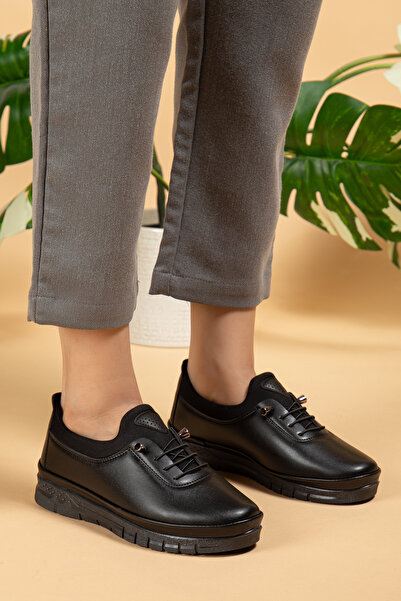 uway Women's Black Classic Shoes Orthopedic Mother Shoes Mother Ballerina Shoes Mother Women's Casual Shoes