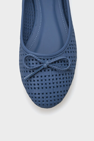 Capone Outfitters Ava Hakiki Deri Hasır Baskılı Kadın Babet