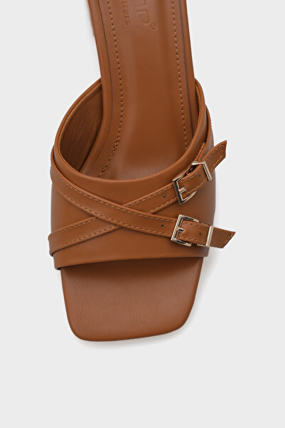 Capone Outfitters Neda Medium Heeled Double Buckle Women's Slippers