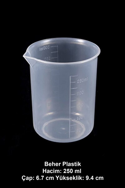 ATEL-SAN Beher Plastik 250 ml / Ölçü Kabı Şeffaf