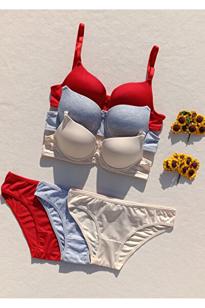 siyalife طقم ملابس داخلية مكون من 3 قطع من حمالة الصدر واللباس الداخلي