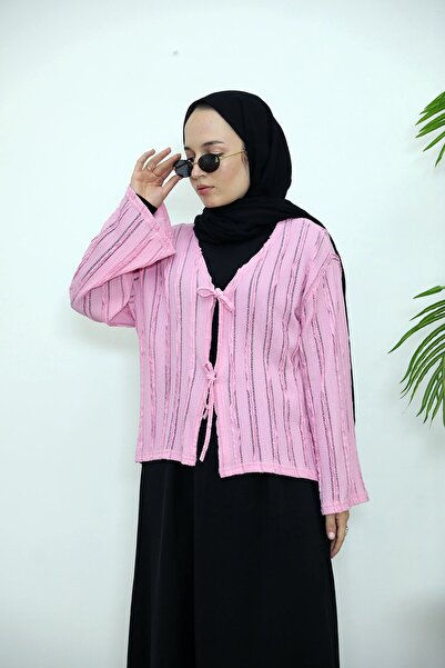 Foremia Pleated Front Two-Tie Tunic-Pink