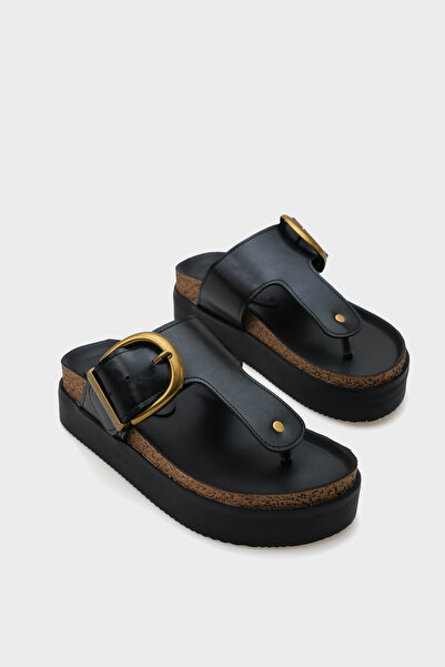 Capone Outfitters Margot Wedge Heeled Flip Flop Single Buckle Women's Comfort Slippers