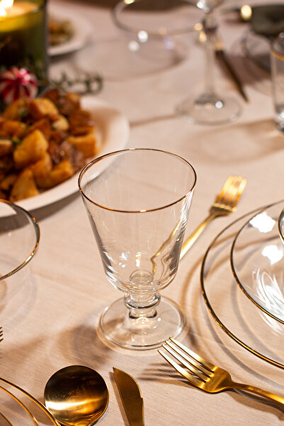 Rakle Pure Altın Yaldızlı 4'lü Ayaklı Bardak Seti 280 cc