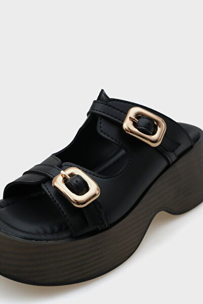 Capone Outfitters Masha Wedge Heeled dupla csatos női papucs