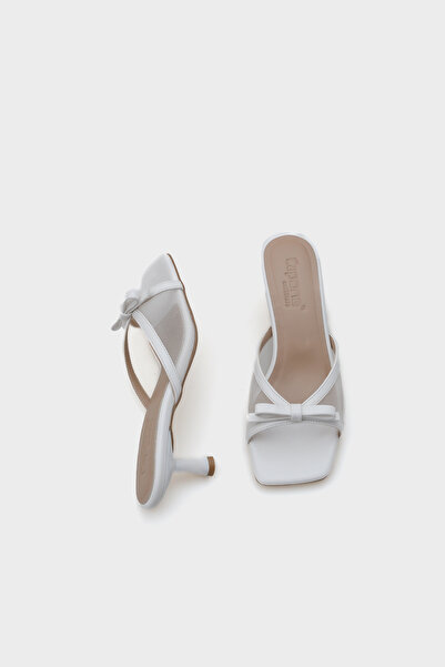 Capone Outfitters Midge Medium Heeled Mesh Bow Women's Slippers