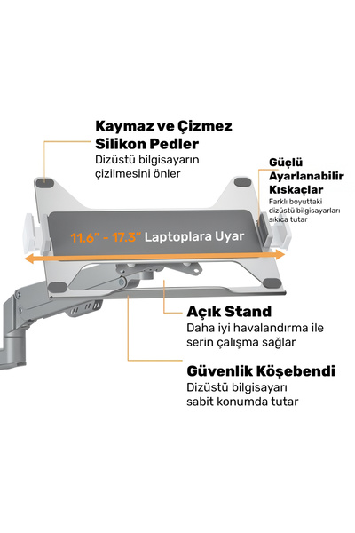 NPO حامل شاشة محمول STDNBH6 مقاس 11.6-17.3 بوصة متوافق مع معيار VESA 75x75