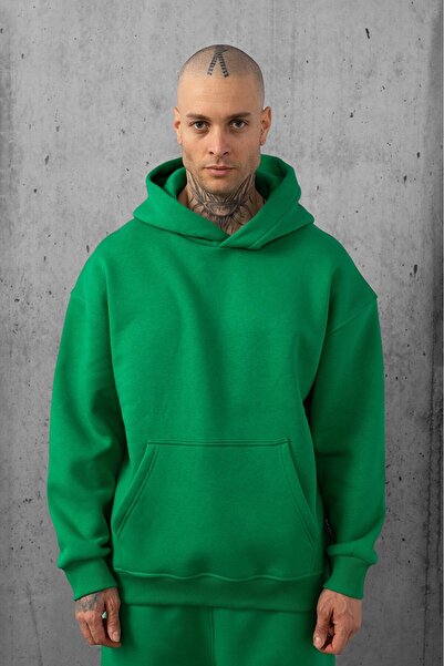 Plus Eighteen Men's Green Basic Hoodie - Us3995Ys