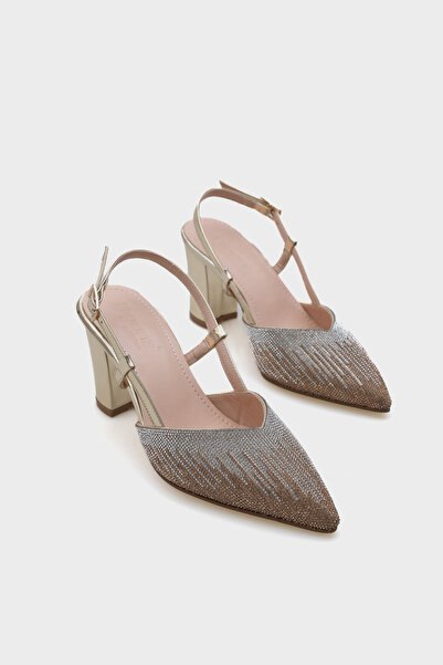 Capone Outfitters Nova Medium Heeled Pointed Toe Stone Women's Stylish Shoes