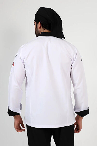 Bilenn Tekstil Men's Cook Jacket 01 - White Black Piping