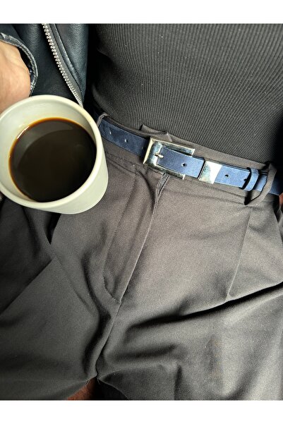 LİA KEMER Cadence U Patterned Suede Women's Silver Buckle Belt Jacket Belt Dress Belt Trouser Belt