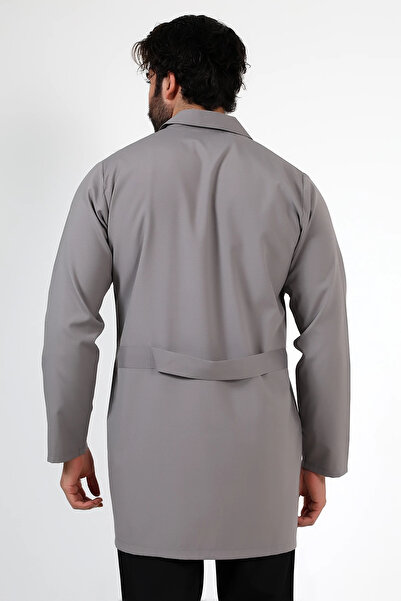 Bilenn Tekstil Doctor Teacher Men's Apron Intermediate Size Jacket Collar - 42 Gray