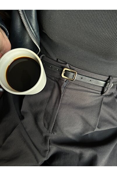 LİA KEMER Glint Curea cu model dreptunghiular din piele intoarsa pentru femei...