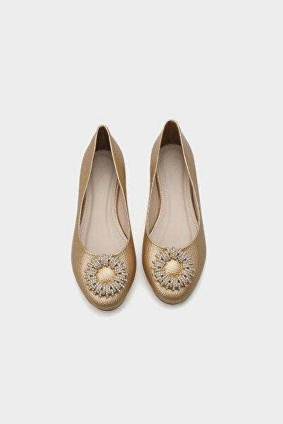 Capone Outfitters Stoned Round Buckle Women's Ballerinas