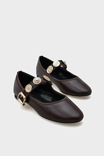 Capone Outfitters Codi Noda Buckle Pearl Belt Women's Ballerinas