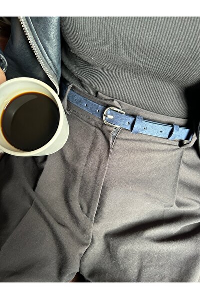 LİA KEMER حزام نسائي من الجلد المدبوغ بنمط حلقي مخطط من فاكت، حزام فضي بإبزيم...