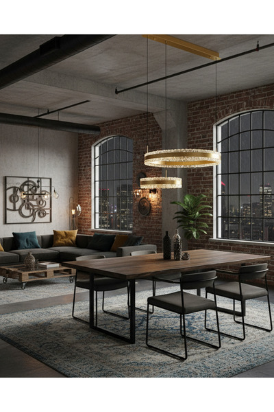 Özcan Aydınlatma 2732-2A-3 Pırıltı 2'Li Avize 40+60 Sarı