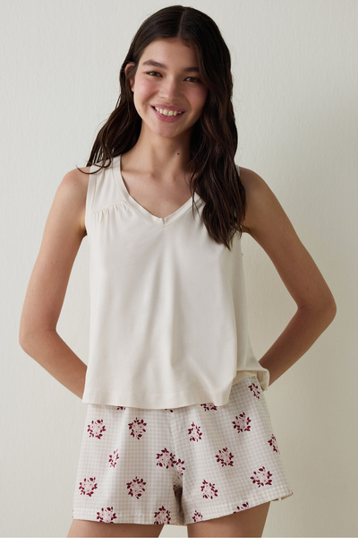 Penti Stone Color Freya V-Neck Wide Strap Tank Top Pajamas