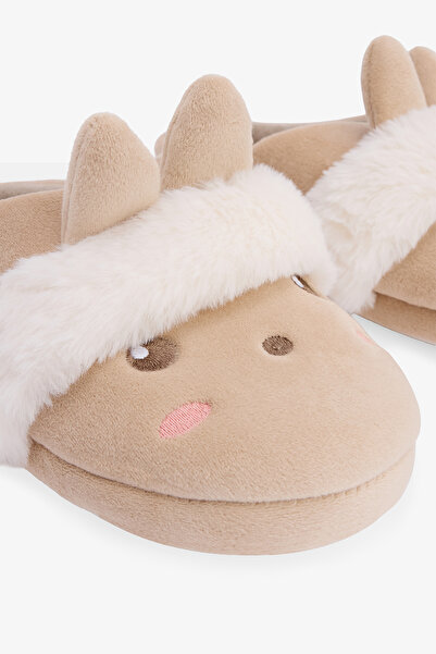 Penti Beige Cute Rabbit Embroidered House Slippers