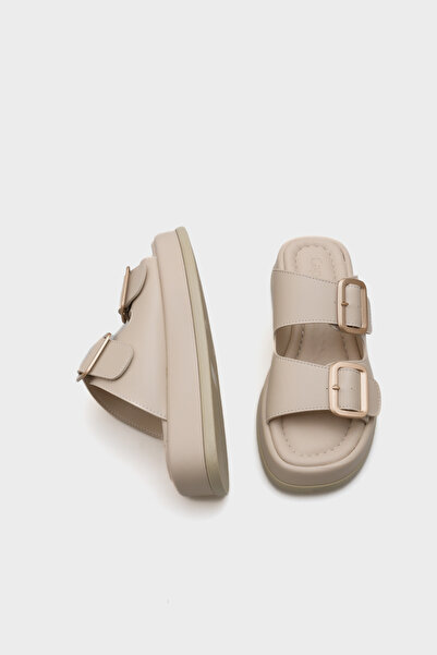 Capone Outfitters Marge Wedge Heeled Double Banded Buckle Women's Slippers