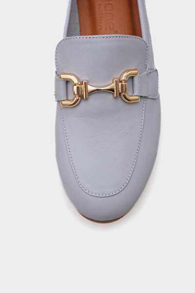 Capone Outfitters Жіночі лофери з золотою пряжкою, сірі, натуральна шкіра