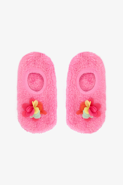 Penti Pink Girl's Pretty Embroidered Buckle Non-Slip Sole Home Shoes