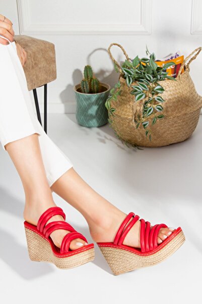 derithy Wedge Heel Stitched Stripe Comfort Sole Soft Pipe Piping Slippers Sandals Summer Shoes