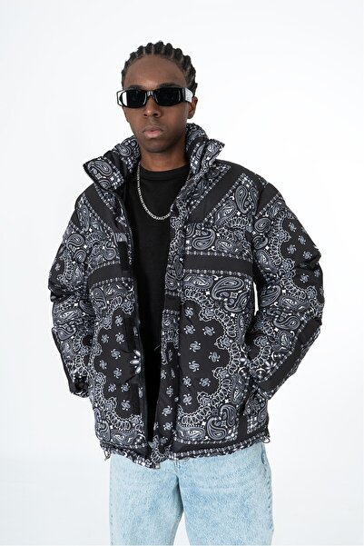 No Future Paisley Men's Puffer Coat Jacket Nf0501Sy