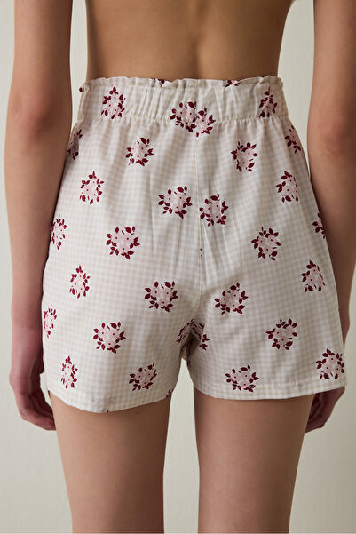 Penti Stone Color Freya Floral Cotton Shorts Pajama Bottoms