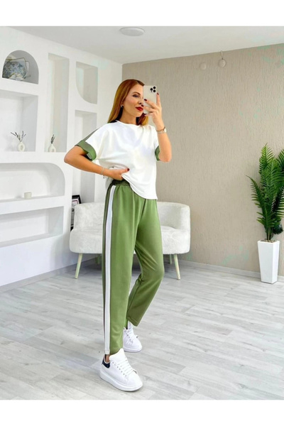 Modayakamoz Women's Modal Textured Fabric Side Stripe Suit