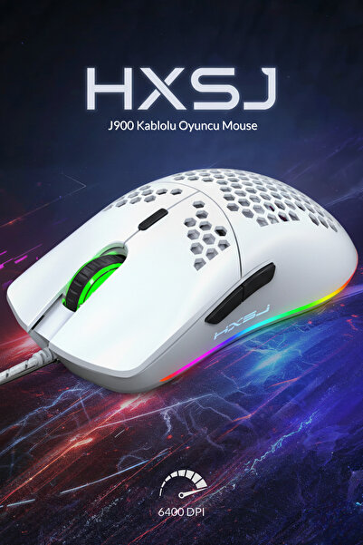 HXSJ J900 Kablolu 6400 DPI RGB Oyuncu Mouse