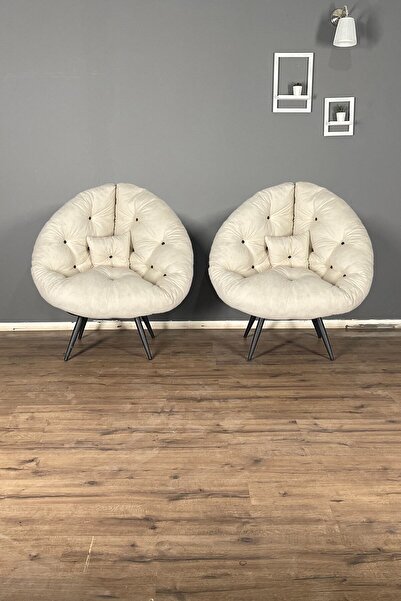 Berta Concept Hera 2'li Berjer Koltuk & Yatak Olabilen Minder Krem