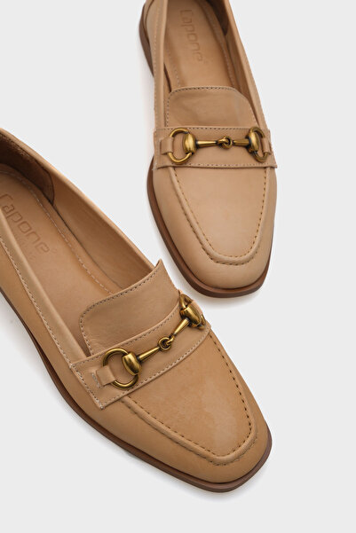 Capone Outfitters Carly Hakiki Deri Metal Tokalı Kadın Loafer Ayakkabı