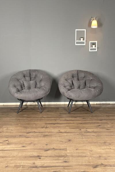 Berta Concept Hera 2'li Berjer Koltuk & Yatak Olabilen Minder Füme